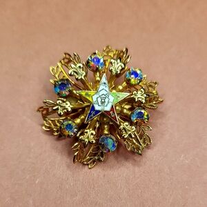 Gold and Multicolor Brooch